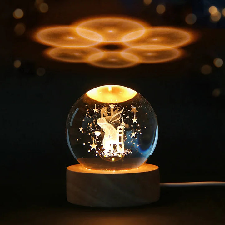 6cm 3D Crystal Ball Solar System Night Light