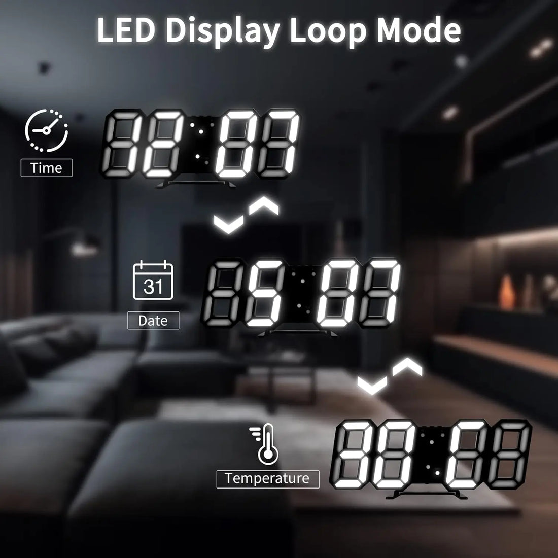 3D LED Digital Clock USB  Wall Clock