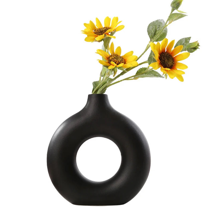 Nordic Ceramic Donuts Flower Vase