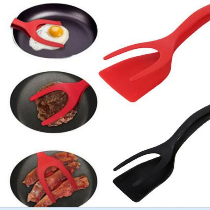 Silicone Spatula and Egg Flip Tongs Set