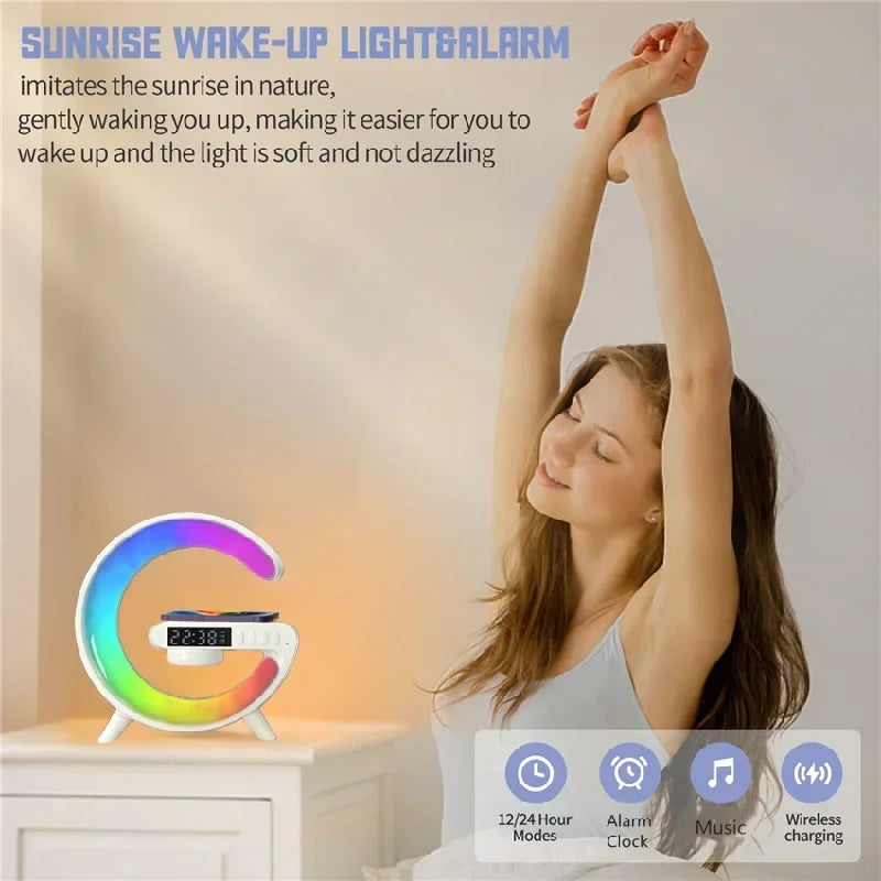 RGB Night Light Lamp Alarm Clock Bluetooth Speaker