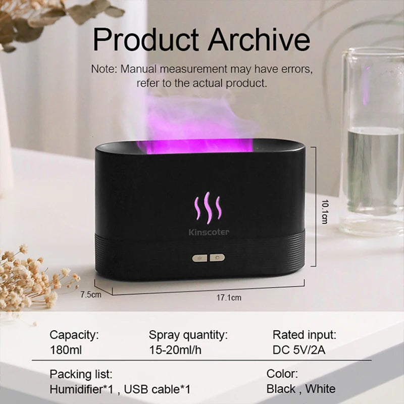 Air Humidifier with LED Flame Lamp