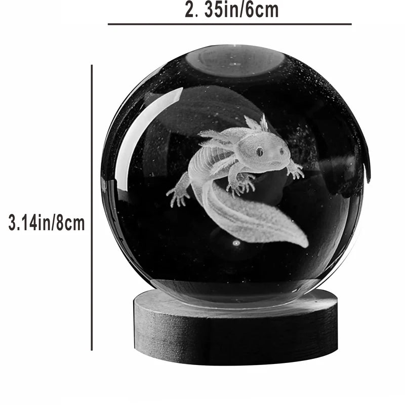 3D Axolotl Crystal Ball Night Light