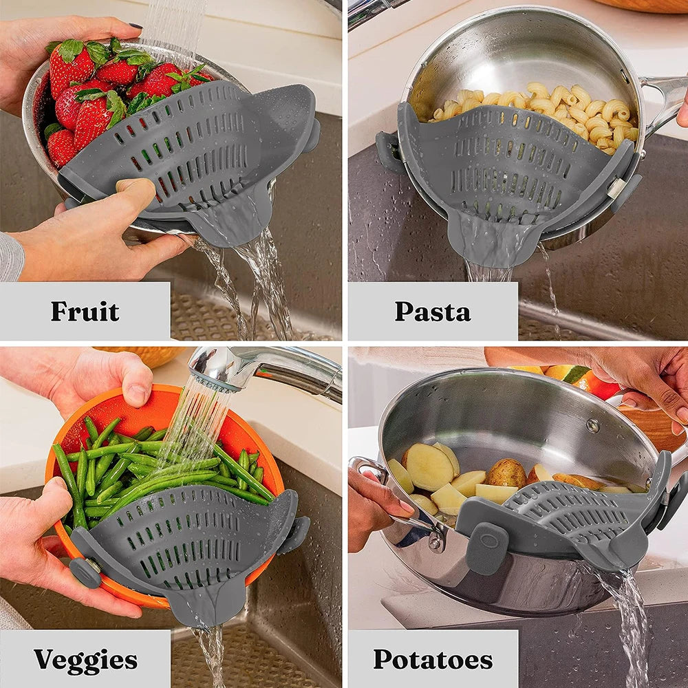 Clip-On Silicone Kitchen Strainer Rack