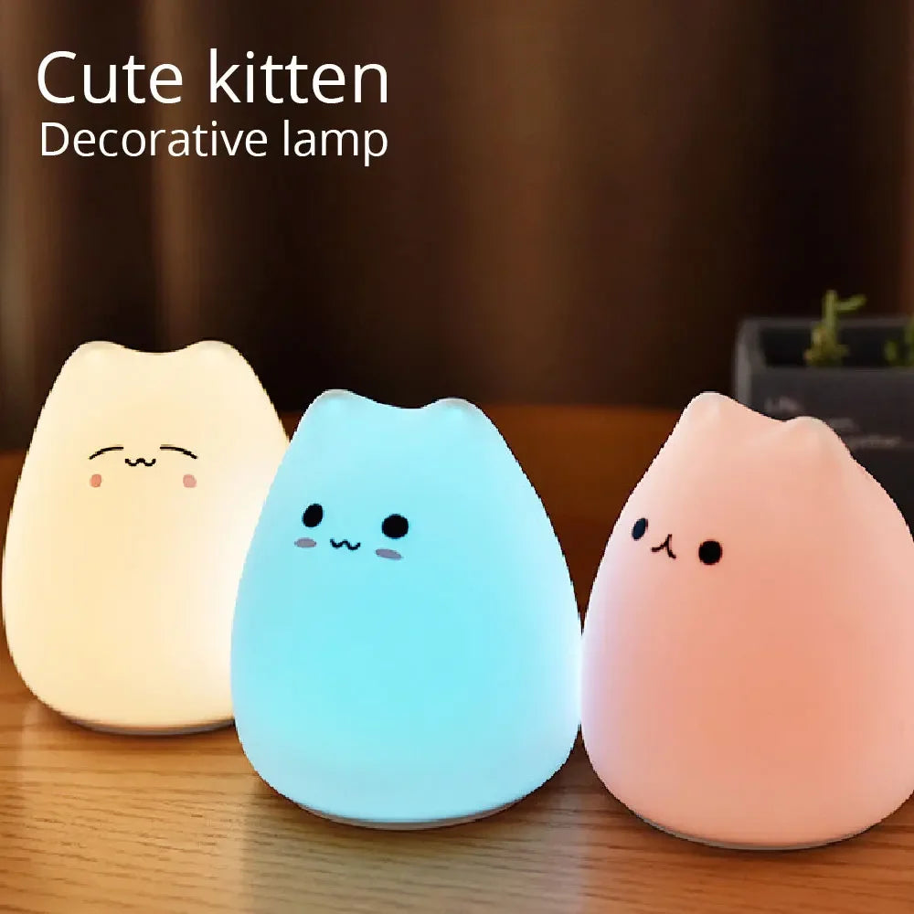 Colorful Cat Silicone Animal LED Night Light