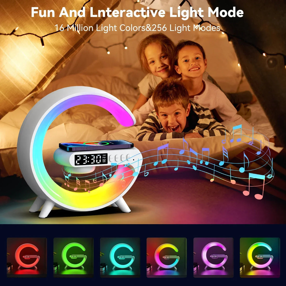 RGB Night Light Lamp Alarm Clock Bluetooth Speaker