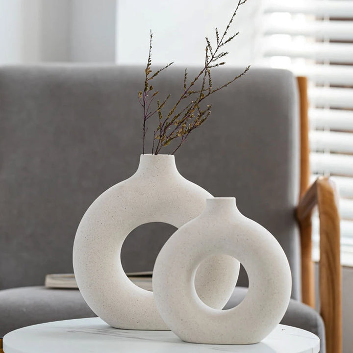 Nordic Ceramic Donuts Flower Vase