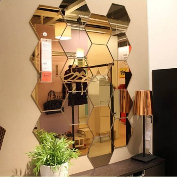 3D Hexagon Mirror Wall Stickers