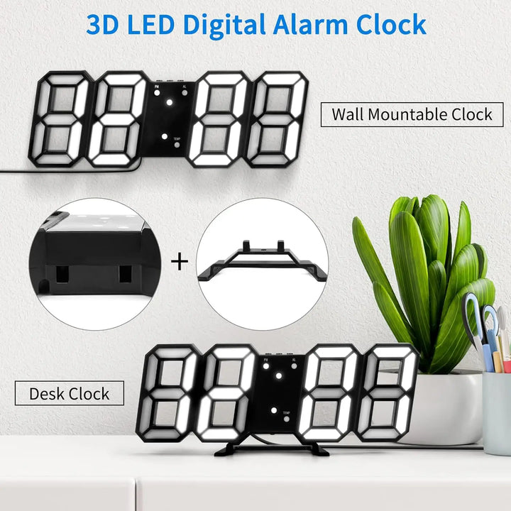 3D LED Digital Clock USB  Wall Clock